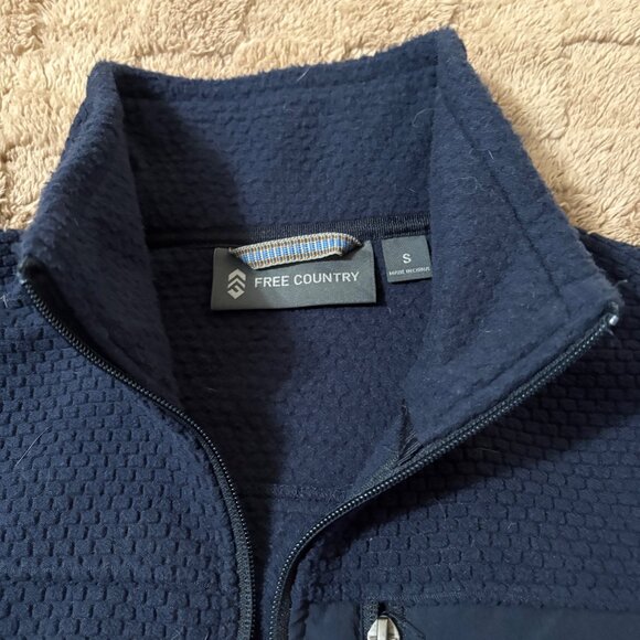 NWOT Mens Free Country Calabaza II Brick Fleece Full-Zip Jacket Navy S Small - Picture 3 of 9